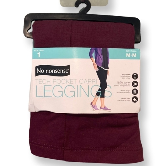 No Nonsense Tech Pocket Capri Leggings Size Medium (8-10) waist 29-30 NWT - Picture 3 of 4